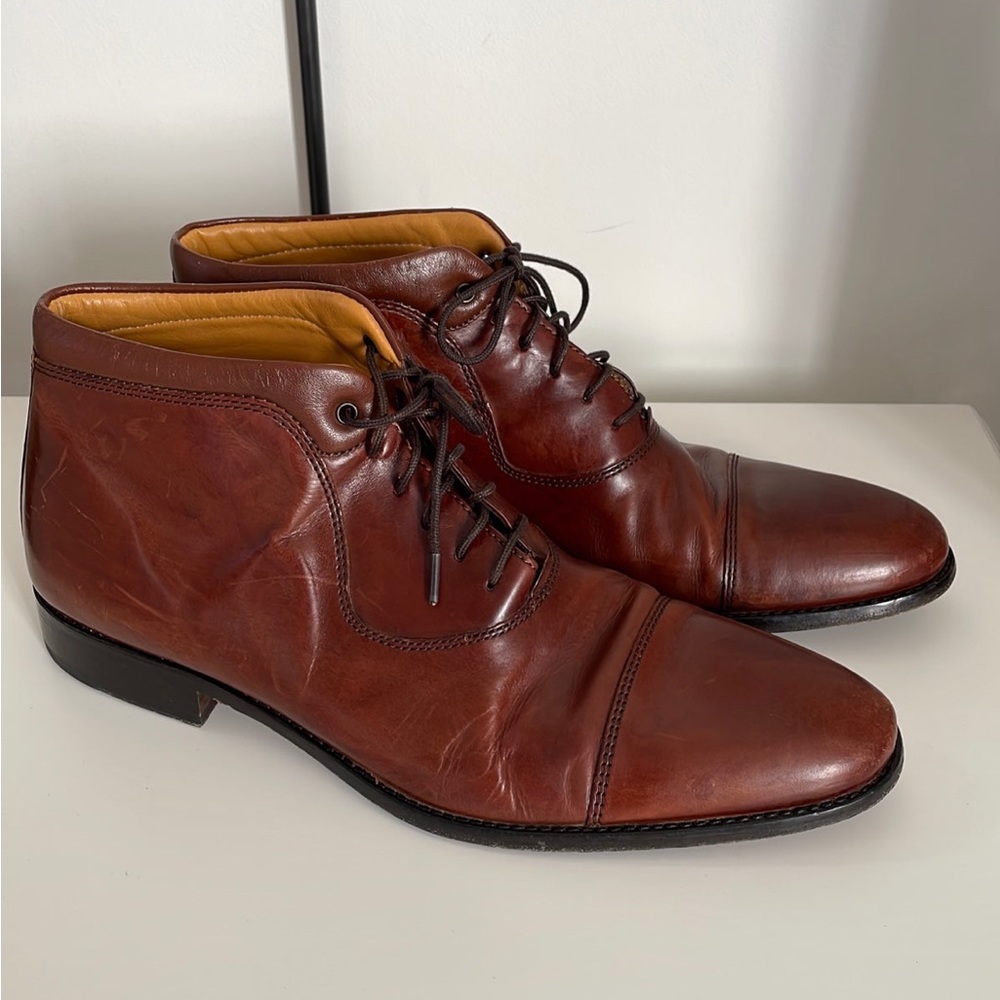Johnston & Murphy Mens Leather Lace Up Boots, Brown, Size 9